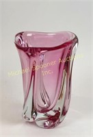 1950'S VAL ST. LAMBERT PINK TWIST ART GLASS VASE