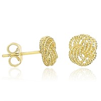 14k Gold Textured Finish Love Knot Style Earrings