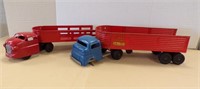 (2) METAL TOY TRUCKS & TRAILERS, ONE IS STRUCTO...