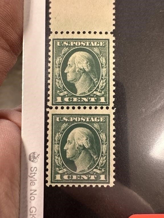 498 MINT NH MARGIN PAIR 1917 HIGH GD WASH STAMPS