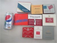 9 paquets vides vintage de cigarettes