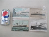 4 cartes postales vintage de paquebots