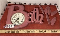 Mauve 1980's Bath decor- New Haven clock and