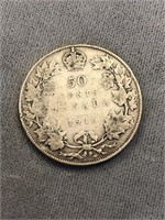 1918 CANADA SILVER ¢50 COIN