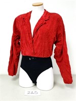 Vintage Donna Karan Red Goat Suede Bodysuit - 10