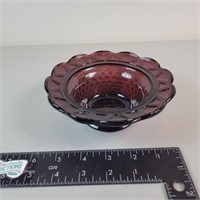 Cranberry Hobnail Bowl Scalloped Rim Ruby Red