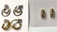 Hoop and gemstone earrings with Ruby, sapphire