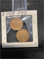 Two 1909 VDB Pennies