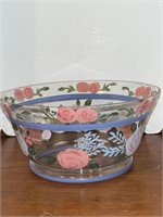 Hand Painted Glass Serving Bowl 9”