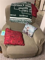 Comfortable reclining chair and pillows