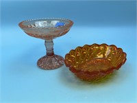 Vintage Glass Bowl And Footed Compote