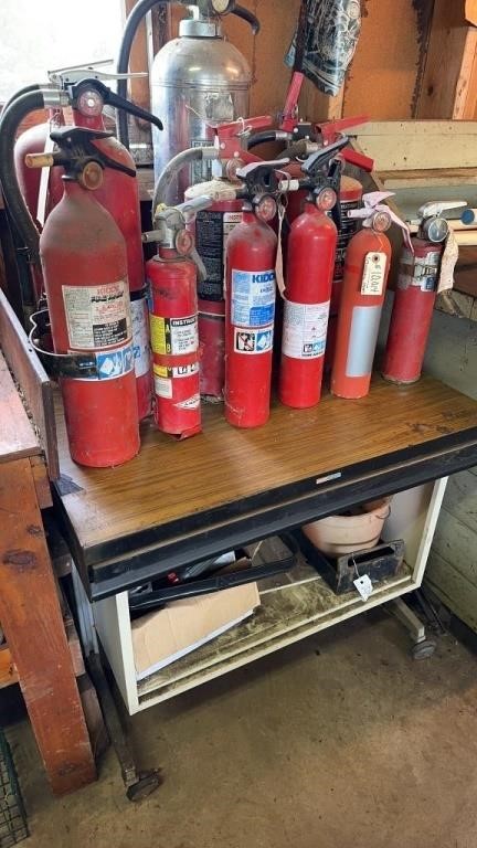 12 Fire Extinguishers & Cart (As-Is)