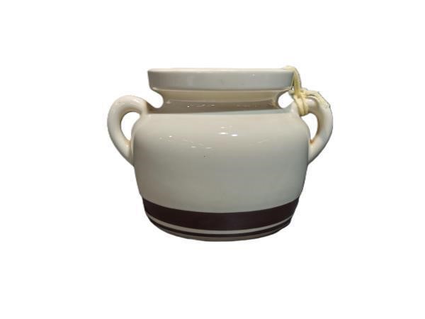 McCoy Vintage White and Brown Ceramic Pot - Earthe