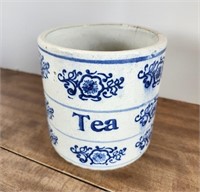 Blue & White Stoneware Tea Canister