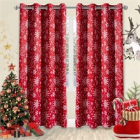 Lot of 2 LORDTEX Snow Print Christmas Curtains