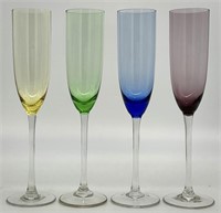 4pc Lenox Crystal Colored Champagne Flutes