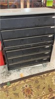 Metal w/ Wood Top Six Drawer Tool Cabinet