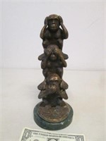 Vintage Bronze Monkey See No Evil Hear No Evil