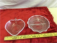 Hobnail & Opalescent Heart Bowl & Divided Dish