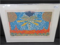 FRAMED LITHOGRAPH SIGNED ALAN WOOD 1979