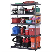 $199  5-Tier Steel Shelving Unit Black (48x78x24in