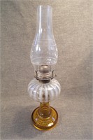 Antique Jensen White Opalescent Striped Oil Lamp