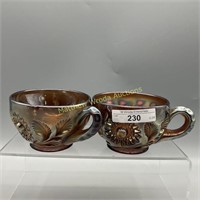 2 Millersburg purple Hobstar & Feather punch cups