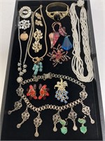 Costume Jewelry, Brooches, Earrings, Necklaces