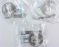 Coin 3 American Silver Eagles B.U. 2013, 14 & 15
