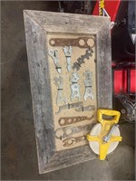 Vintage Wrench Display/Frame and Measuring Roll