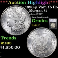 *Highlight* 1890-p Vam 1b R5 Morgan $1 Graded ms65