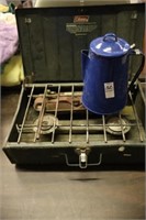 COLEMAN STOVE AND ENAMEL COFFEE POT