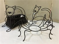 Longaberger cat & spider basket stands & basket