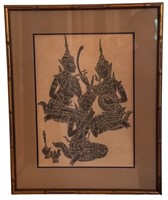 Vintage Thai Temple Rubbing Art Print