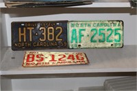 NC License Tags 1959, 1969, 1970