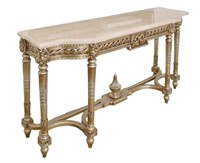 Grand Carved Console with Marble Top 68"W-Platine