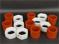 Ceramic Scarlett Red White Napkin Rings