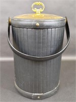 Vintage Brass Black Leather Ice Bucket