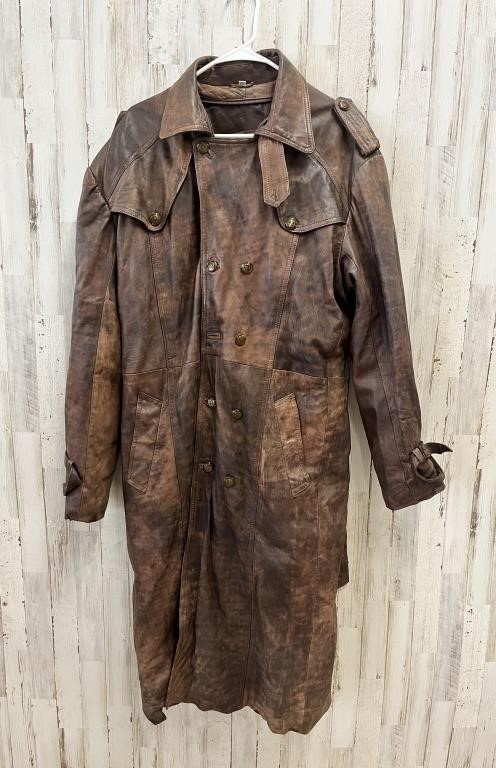 UOMO Italian Leather Trench Coat XXL