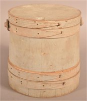 Antique Gray Painted Wooden Firkin.