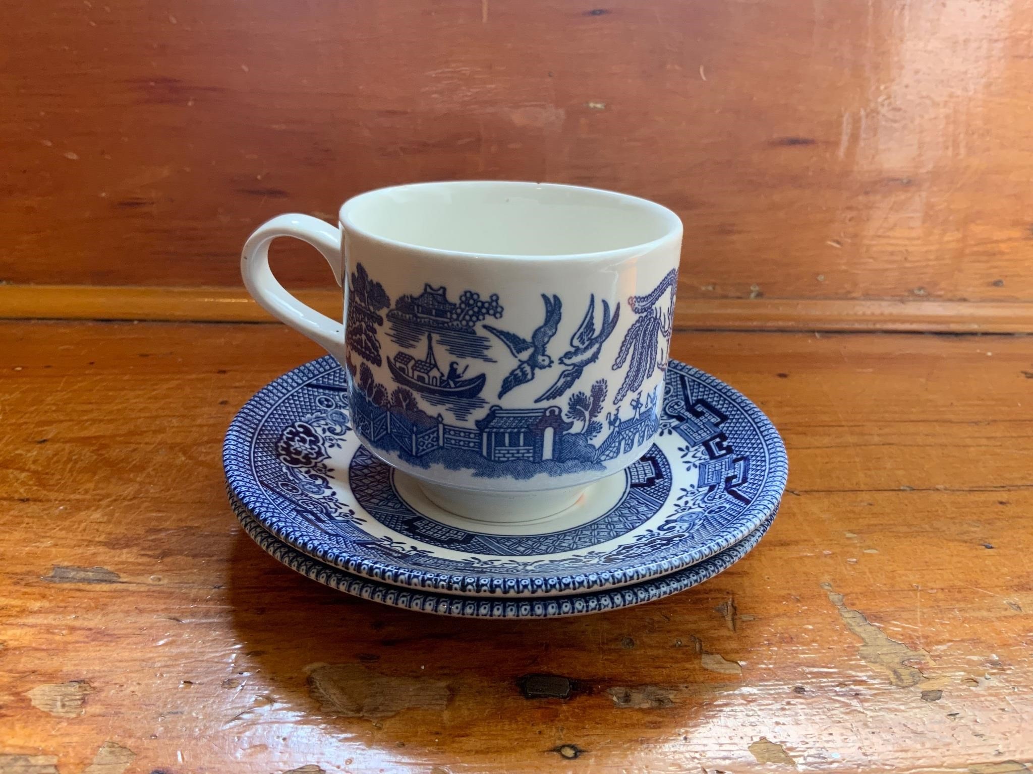 Vintage Churchill Blue Willow 3 Piece Cup, Saucer