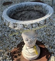 Concrete Bird Bath 16x22". Left Of Front Walkway