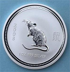 2007 Australia 2008 Year of the Rat Silver Dollar