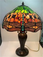 Dragonfly Leaded Art Glass Lamp