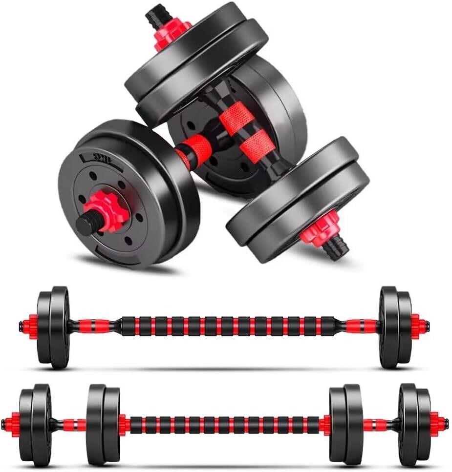 30lbs Adjustable Dumbbells Set  Pair  Red