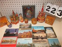 Russian Music Box & 12 Packs of Post Cards & More