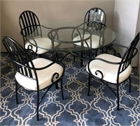 59-ROUND GLASS TOP DINING SET WITH (4) CHAIRS
