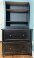 Black Pressed Wood Filing Cabinet W/ 2 Book Cases