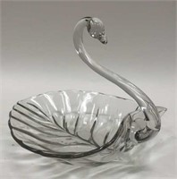 Swan Art Glass Candy Dish
