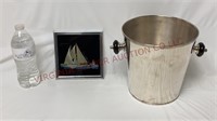 Sailboat Framed Art & Silver Plate Ice Bucket